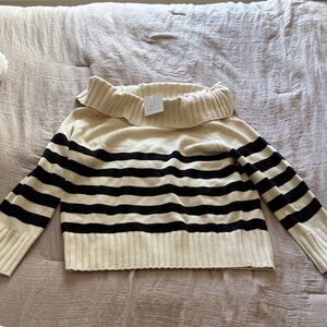 Bobbles & Lace Striped Cream and Black Women's Sweater